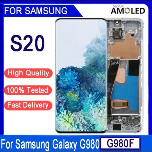 6.2“ Original For Samsung Galaxy S20 LCD Touch Screen G980 G980F G980F/DS LCD Display Touch Screen Digitizer Assembly with Frame
