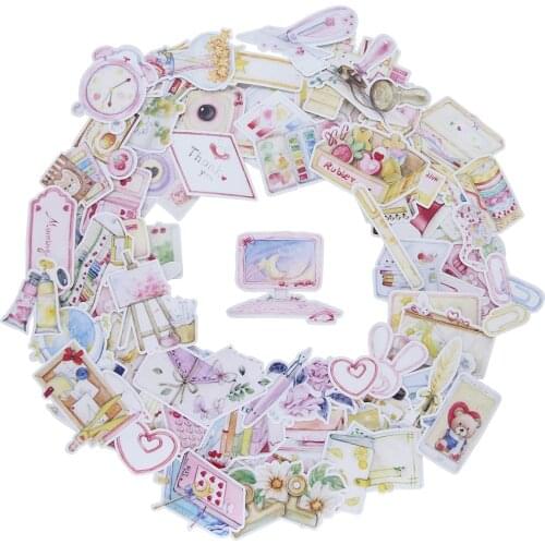 64pcs Watercolor Waterproof Student Study School Supplies Stationery Sticker Pack for Students Girl Teens Gift Notebook Decals