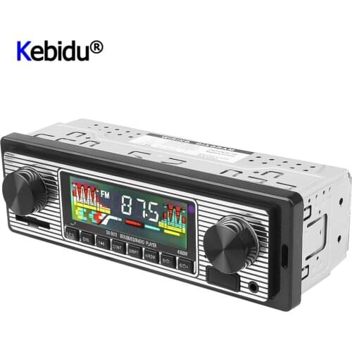 KEBIDU Auto Car Radio Bluetooth Vintage Wireless MP3 Multimedia Player AUX USB FM 12V Classic Stereo Audio Player Car Electric