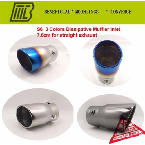 Auto Car Exhaust STRAIGHT Muffler Universal Modified Stainless Tip Pipe Exhaust Tip Muffler End Pipe Car Exhaust Tips Blue Burnt