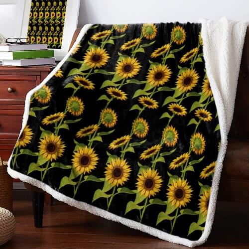 Sunflower Texture Black Retro Throw Blanket Soft Fleece Blankets Winter Blanket Portable Picnic Blankets Bedclothes