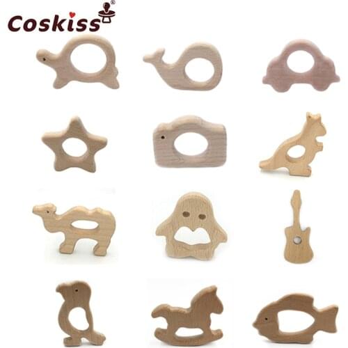 Wooden Teether Toy Baby Safe Nurse Breastfeeding Chew Training Toddler Unwaxed Beech Wooden eco-friendly Organic Baby Teether