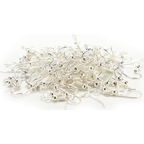 100Pcs Hypoallergenic Earring Hooks Fish Earwire With Coil And Ball For Jewelry Making