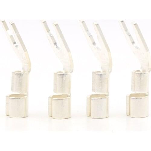 Hifi audio 4PCS Hi-End Solid silver plated Y Spade Plugs Speaker Cable Wire Connector 5mm