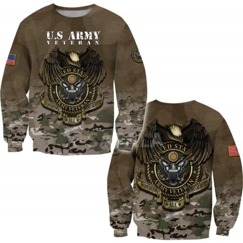 Honoring Army Veteran Camo 3D All Print Plus Hoodie Man Women Harajuku Outwear Zipper Pullover Sweatshirt Casual Unisex Jacket