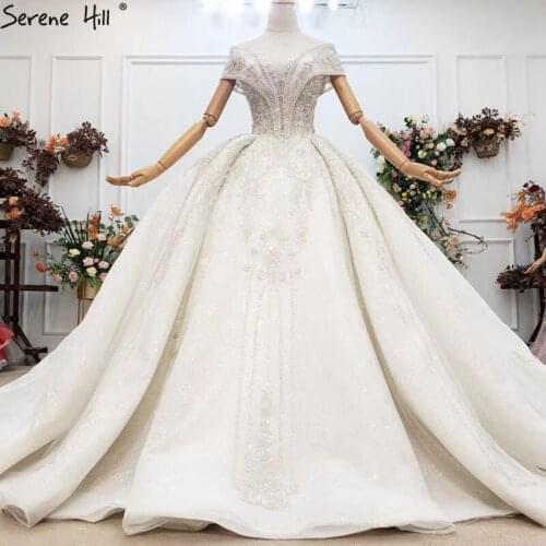 Iovry Off Shoulder Luxury Dubai Wedding Dresses 2021 Beading Perals Sparkle High-end Bridal Gowns HX0272 Custom Made