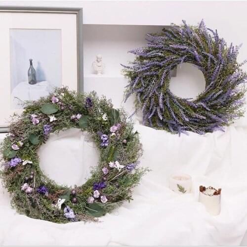 Simulation Artificial Lavender Flower Garland Rattan Decorative Garland Front Door Decoration Linen Party Home Suitable Outdoor