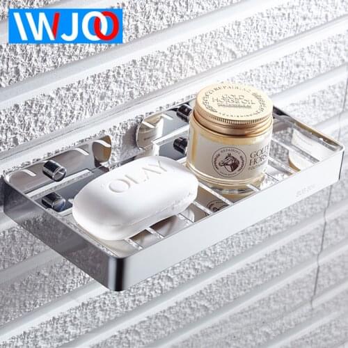 IWJOO Bathroom Square Lengthened Soap Rock Wall Mount Toilet Stainless Steel Soap Dish Bath Products Storage Rack