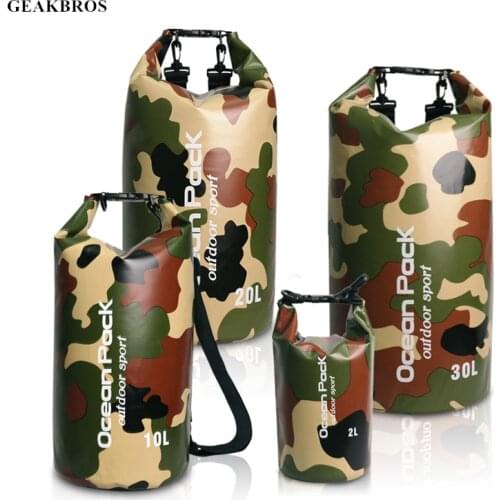 10L/15L/20L/30L Camouflage Swimming Waterproof Bags Storage Dry Sack Bag For Canoe Kayak Rafting Outdoor Sport Bags Travel Kit