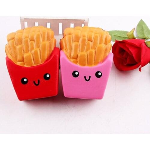 Kawaii Squishy French Fries Scented Squishy Slow Rising Soft Squeeze Stuffed Kids Toys Mobile Phone Straps Gifts Collections
