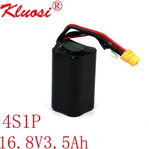 KLUOSI 4S1P 14.8V 3.5Ah 16.8V High Capacity UAV Rechargeable Li-ion Battery for Various RC Airplane Quadrotor Etc XH2.54-5P XT60