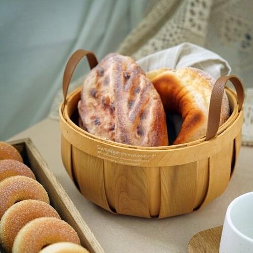 French country fruit and bread basket wild dinner pumpkin-shaped wood woven basket dessert table storage decoration CN(Origin)