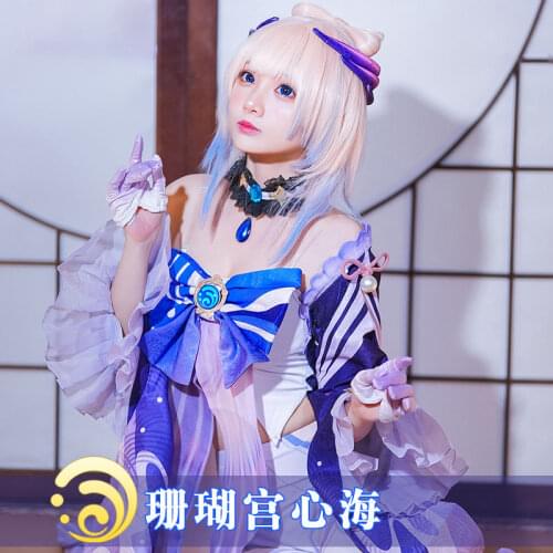 Game Genshin Impact Sangonomiya Kokomi Cosplay Costume Elegant Dress Fancy Party Role Play Clothing Halloween Suit Custom Made