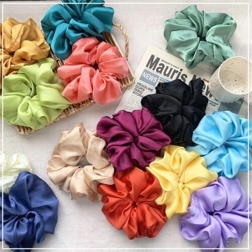 Oversized Satin Scrunchies Big Rubber Hair Ties Elastic Hairband Girs Ponytail Holder Smooth Hair Ring Women Hair Accessories