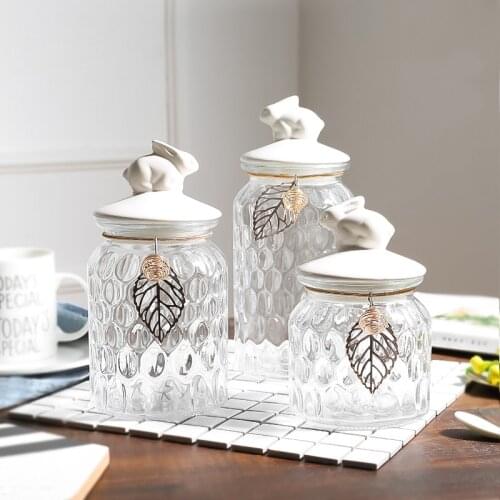 Kitchen Glass Storage Bottle Snack Candy Grain Storage Jar Nordic Style Organization Home Decoration Creative Storage Container