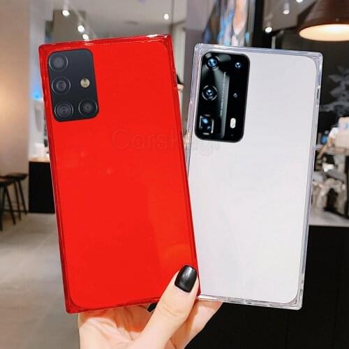 Square Aigbag Clear Soft Case For Samsung Galaxy A51 A71 A20 A30 A30S A50 A50S A70 S20 Ultra S9 S10 Plus S10e Silicone Cover