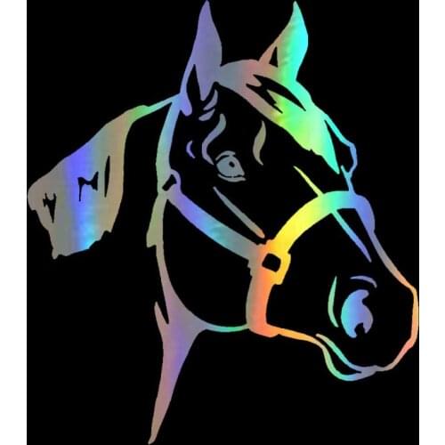 Laser Car Sticker Horse Head Animal Car Decoration 14*12.4cm