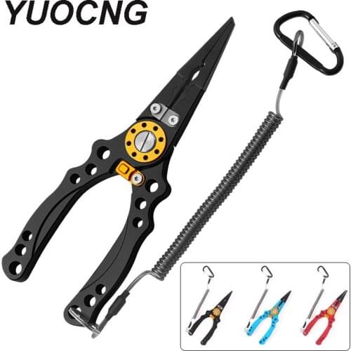 YUCONG Multifounct Fishing Pliers Aluminum Alloy Fishing Pincers Hook Remover Braid Line Cutting Fishing Tools With Lock Knot