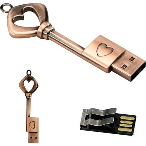Fashion U Disk Key shape Pen drive 16GB 8GB 4GB 64GB 32GB 128GB 256GB pendrive Metal Creative mini gift usb 2.0 Flash Drive