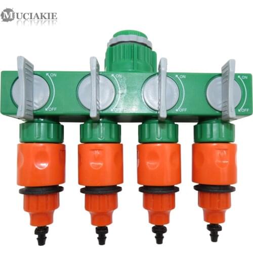 MUCIAKIE 1 SET 4-Ways Water Hose Spliter with Quick Connectors Shut Off Four Branches Garden Hose for 4/7mm 8/11mm Hose