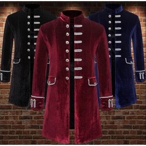 Blazer men trench coat Royal court prince coiled stand-up collar gold velvet jackets mens stage singers clothes star style B435