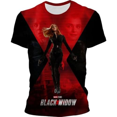 2021 New Disney Marvel Avengers Black Widow Loose T-shirt 3D Printing Graphic T-shirts Short-sleeved Men/Women T Shirts Tops
