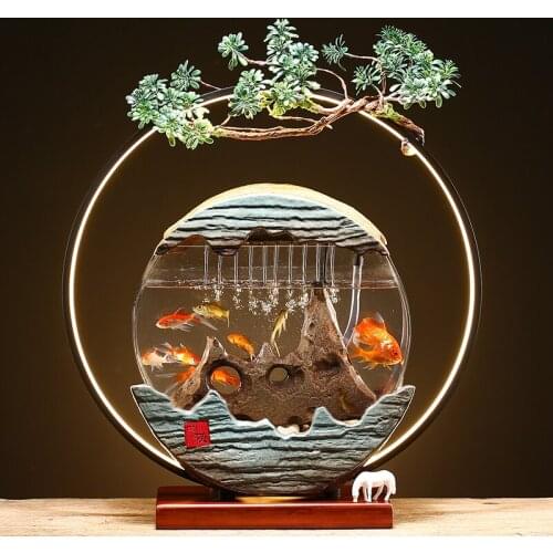 New Chinese style Small fish tank Zen garden landscape fountain Desktop decoration classical water fountain indoor home decor