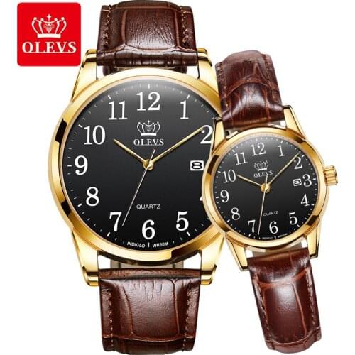 OLEVS Top Brand Couple Quartz Watch Waterproof Stainless Steel Watchstrap Wristwatch Lover Watch