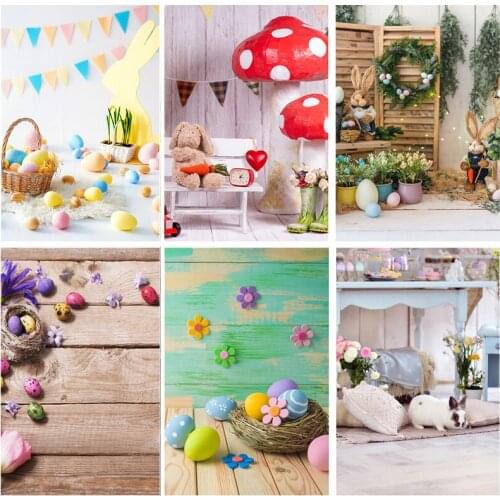 Easter Eggs Rabbit Photography Backdrops Photo Studio Props Spring Flowers Child Baby Portrait Photo Backdrops 21430 CJ-01
