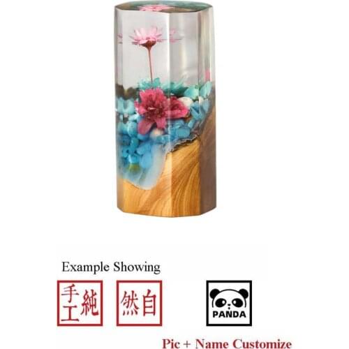 Handmade Resin Name Stamps Chinese English Name Image Photo Custom Wooden Stamp Seals Mini Portable Signature Carved Seal Gifts