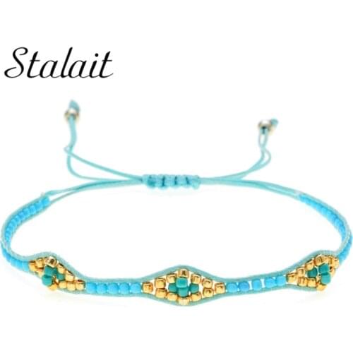 Square Round Colorful Beaded Bracelets Woven Couple String Beads Charm Boho Jewer Handmad Braided Rope Bracelet Surprise Price