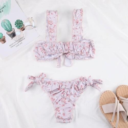 Sexey Bikini Swimsuit Two Piece Women Push Up Floral Print Leopard Swimwear Beachwear Lady Bra Bandage Cute Bikinis Set 2021 New