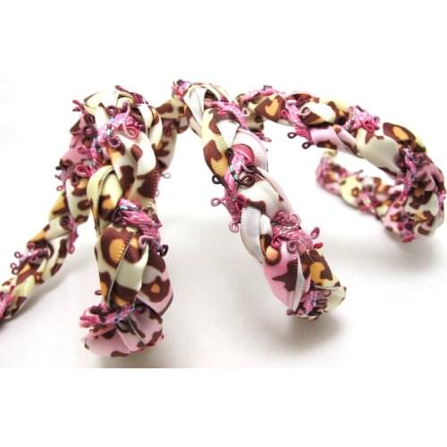 15mm Pink Flower Hand Braided Polyester Chiffon Ribbon Trim|Floral Picot Edge Braid|Headband Ribbon|Hair Accessories