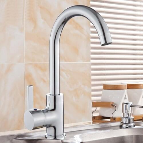 Single hole Kitchen sink basin faucet chrome plated Bathroom Rotated dish basin faucet mixer water tap hot and cold Whosale