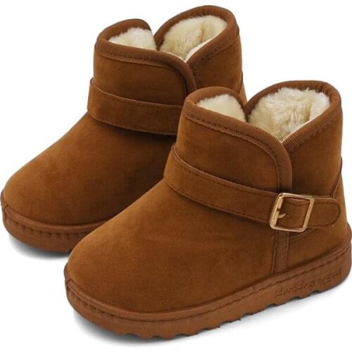 Winter warm boys and girls snow boots fashion flat laces plush kids kids snow boots shoes baby boots toddler shoes