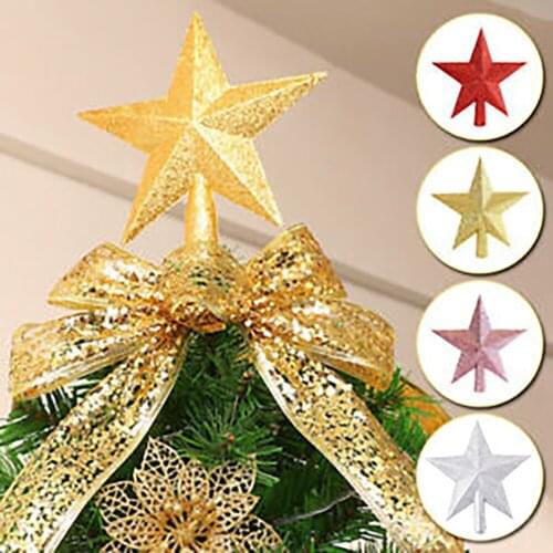 1pc Large Glitter Star Christmas Xmas Tree Topper Decoration Xmas Treetop Ornament Five-pointed Star Christmas Decoration