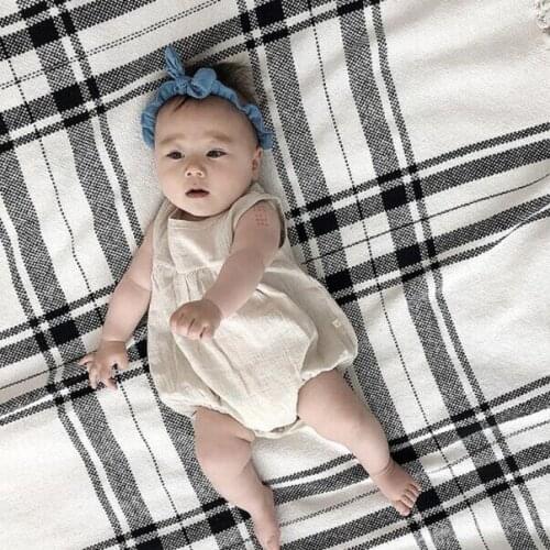 Newborn Unisex Cotton Set Baby Romper Summer Headband Toddler Onesie Jumpsuit Baby Romper Korean Ropa Body Suit BW50PF