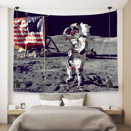 The Great American Astronaut Salute to You Moon Tapestry Custom