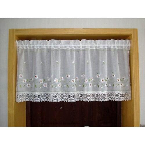 Embroidery curtain cabinet coffee half window water soluble lace gauze curtain short