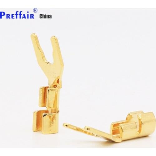 High Quality Y spade audiophile speaker connectors Golden plated spade plugs jack
