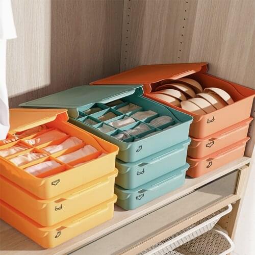 Sliding Cover Type Compartment Color Multi-purpose Underwear Panties Socks Storage Box Can Be Superimposed Storage Sorting Box