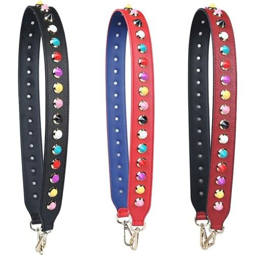 Woman Bag Straps Floral Square Rivet Shoulder Straps Wide Bag Strap Collide Color Joker Flower Strap Crossbody Parts Acessorios