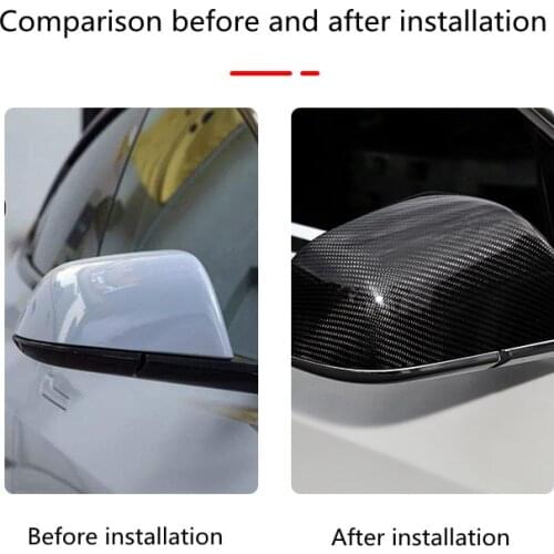 1Pair For Tesla Model 3 2017-2020 Rear View Side Mirror Cover Case Trim Carbon Fiber Style Car Rearview Mirror Protector