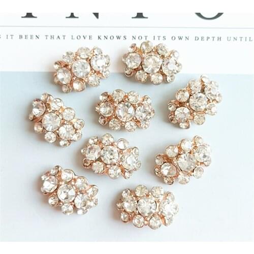 10 pcs/lot 16mm*23mm Arch Rhinestone Rabbit Buttons for Craft Wedding Invitation Card DIY Girl Hair Bowknot Metal Buttons