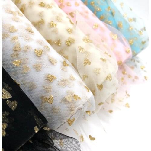 2yards 15cm wide Bronzing Powder Heart Shape Printed Organza Ribbon for DIY Hair Materials Gift Box Packing