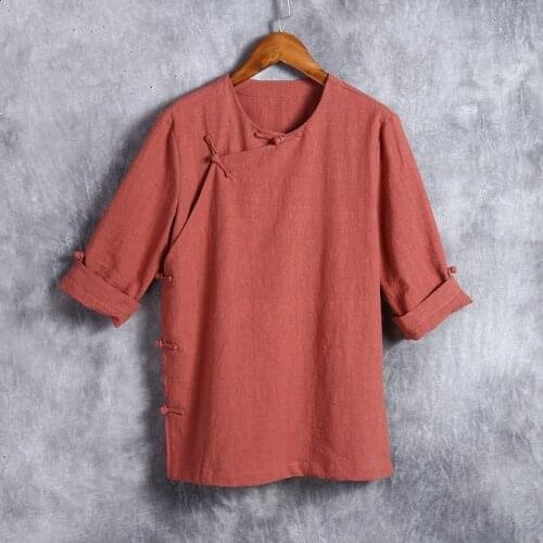 2017 fashion traditional chinese clothing for men short sleeve linen clothes men linen shirt plus size S-4XL TA282