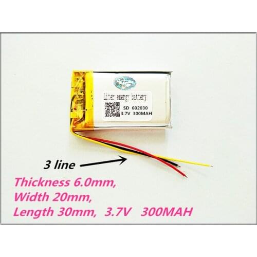 3 line 602030 3.7V 300MAH lithium-ion polymer battery,camera,MP3,MP4,DVD,GPS navigator,Driving recorder