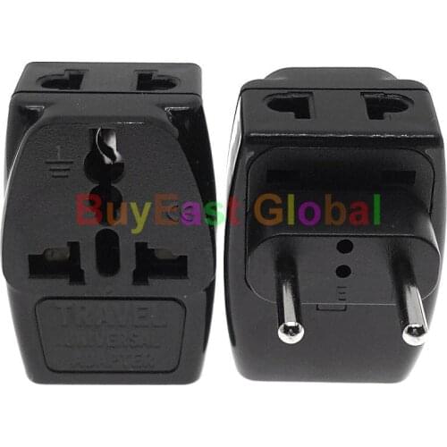 3 IN 1 - Universal to Europlug EU Electrical Plug Adapter 3 Way Multi Outlet AC100~250V 10A Black Color