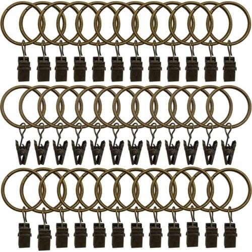 36 Pack Rings Curtain Clips Strong Metal Decorative Drapery Window Curtain Ring with Clip Rustproof Vintage 1.26 Inch Interior D