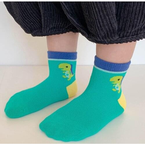 4 Pairs Lot Baby Short Cotton Socks Toddler Boys Girls Kids Child Summer Mesh Thin Funny Cartoons Striped Rainbow Colorful Socks